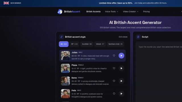 British Accent Generator demo poster
