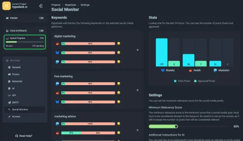 Social Monitoring Settings